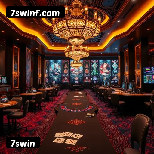 App 7swin para iOS e Android — interface mobile, login biométrico e PIX integrado